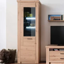 Wohnen Vitrinen<74x211x45 Vitrinenschrank in Eiche Dekor - Wykina
