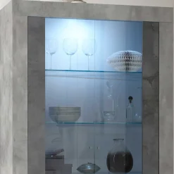 Wohnen Vitrinen<110x191x43 Vitrinenschrank in Grau zweifarbig - Setmora