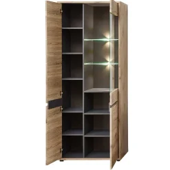 Wohnen Vitrinen<80x202x38 Vitrinenschrank in Wildeiche NB - Zelio