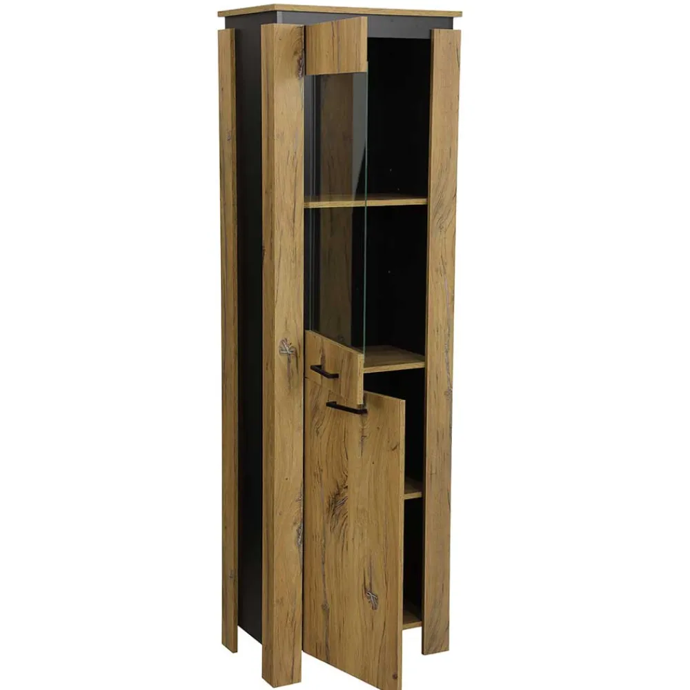 Wohnen Vitrinen<60x190x38 Vitrinenschrank in Zinneiche NB - Traudarian