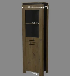 Wohnen Vitrinen<60x190x38 Vitrinenschrank in Zinneiche NB - Traudarian