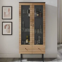 Wohnen Vitrinen<79x179x43 Vitrinenschrank mit Doppeltür - Piassona