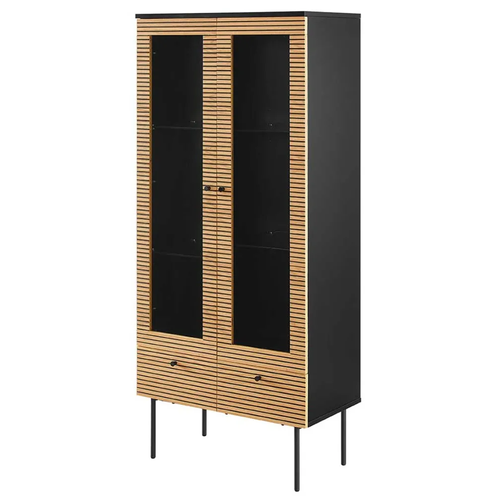 Wohnen Vitrinen<79x179x43 Vitrinenschrank mit Doppeltür - Piassona