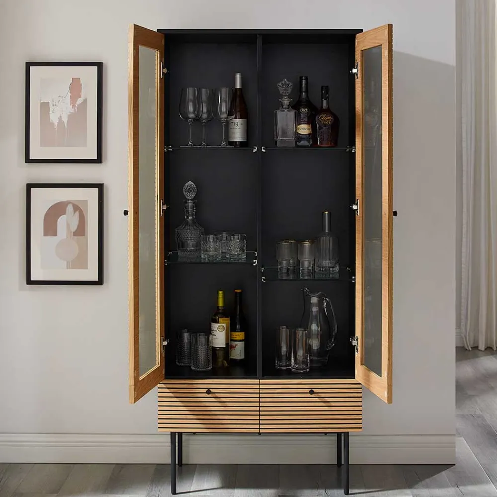 Wohnen Vitrinen<79x179x43 Vitrinenschrank mit Doppeltür - Piassona