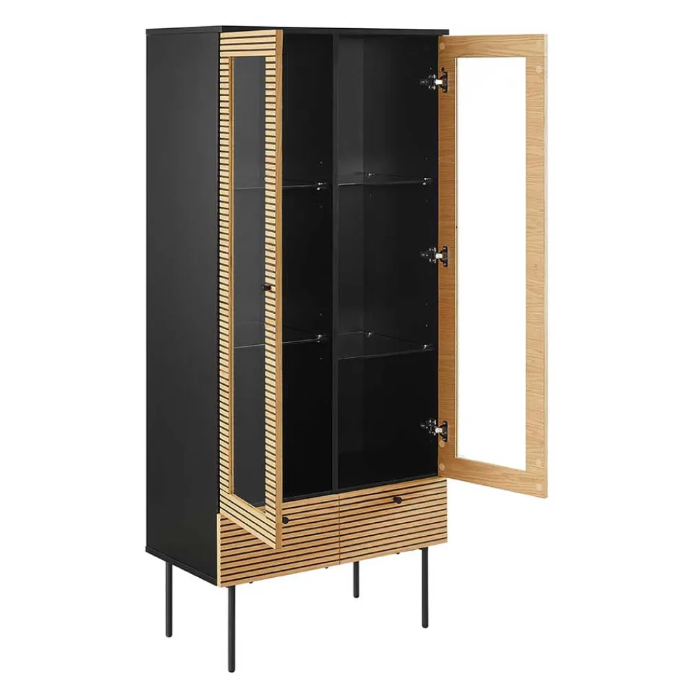 Wohnen Vitrinen<79x179x43 Vitrinenschrank mit Doppeltür - Piassona
