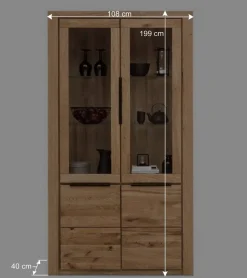 Wohnen Highboards|Vitrinen<108x199,5x40 Vitrinenschrank 4-türig - Nelenia