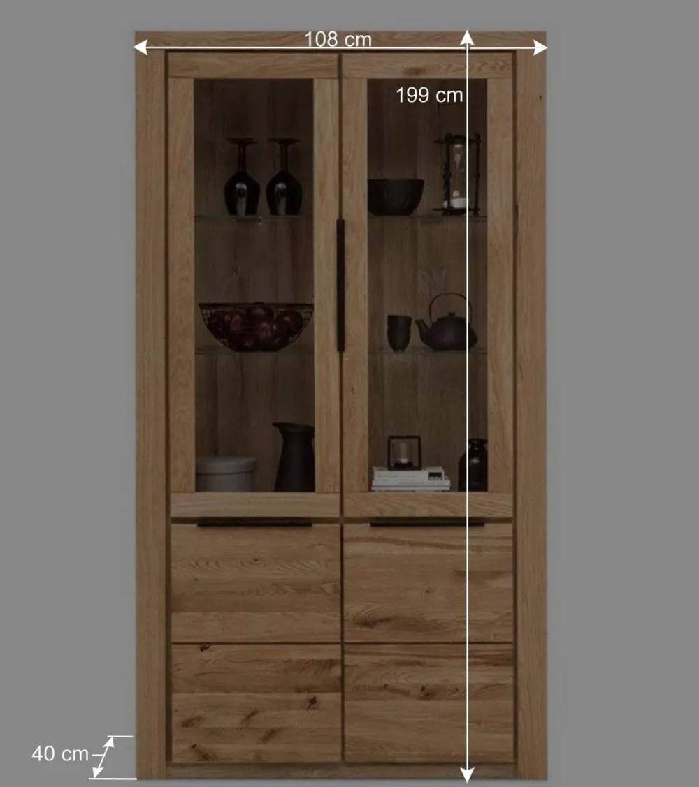 Wohnen Highboards|Vitrinen<108x199,5x40 Vitrinenschrank 4-türig - Nelenia