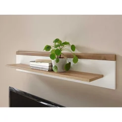 Wohnen Regale<107x20x19 Wand Regal in Weiß & Eichefarben - Cablos