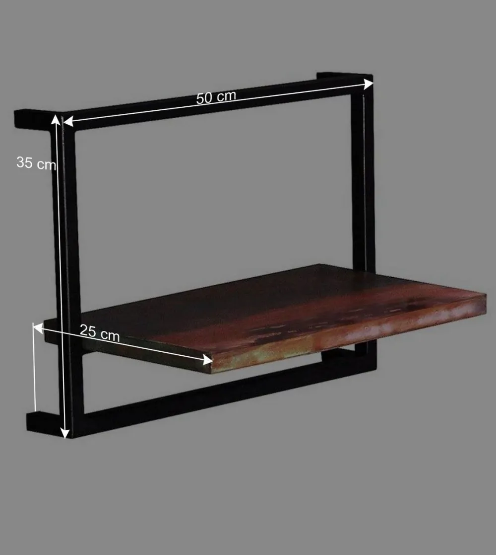Wohnen Regale<50x35x25 Wandboard aus Altholz mit Metallrahmen - Jamaica