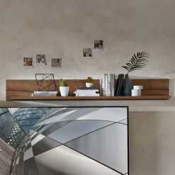 Wohnen Regale<155x20x25 Wandboard in dunklem Eiche Dekor - Xindus