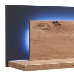Wohnen Regale<139x24x20 Wandboard in Eiche Dekor & Grau - Wykina