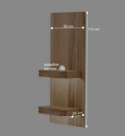 Wohnen Regale<50x115x25 Wandboard mit zwei Ablageböden - Crupean