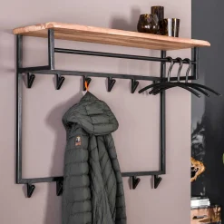 Wohnen Garderoben<100x80x33 Wandgarderobe aus Stahl mit 12 Haken - Lucos