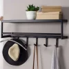 Wohnen Garderoben<70x20x20 Wandgarderobe in Schwarz aus Metall - Catinalo