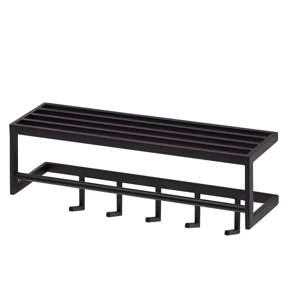 Wohnen Garderoben<70x20x20 Wandgarderobe in Schwarz aus Metall - Catinalo
