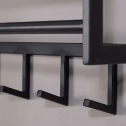 Wohnen Garderoben<70x20x20 Wandgarderobe in Schwarz aus Metall - Catinalo