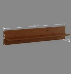 Wohnen Regale<120x22x17 Wandregal aus Kiefer Massivholz - Lusanne