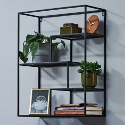 Wohnen Regale<50x60x18 Wandregal aus Metall in Schwarz - Dariano