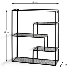 Wohnen Regale<50x60x18 Wandregal aus Metall in Schwarz - Dariano