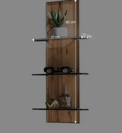 Wohnen Regale<35x90x17 Wandregal mit drei Glasböden - Krofun