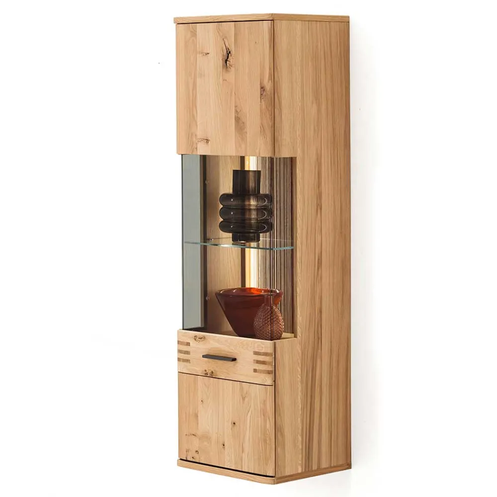 Wohnen Vitrinen<45x149x37 Wandvitrine in Eiche Bianco - Crupean