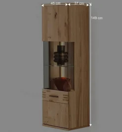 Wohnen Vitrinen<45x149x37 Wandvitrine in Eiche Bianco - Crupean