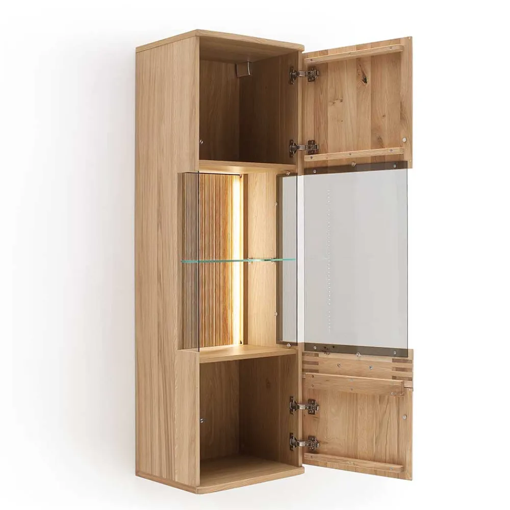 Wohnen Vitrinen<45x149x37 Wandvitrine in Eiche Bianco - Crupean