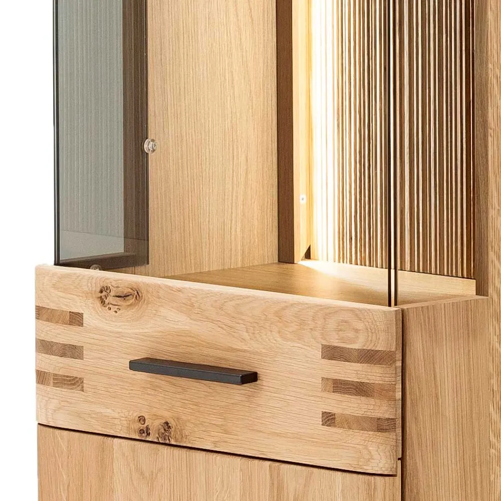 Wohnen Vitrinen<45x149x37 Wandvitrine in Eiche Bianco - Crupean
