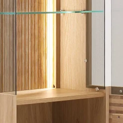 Wohnen Vitrinen<45x149x37 Wandvitrine in Eiche Bianco - Crupean