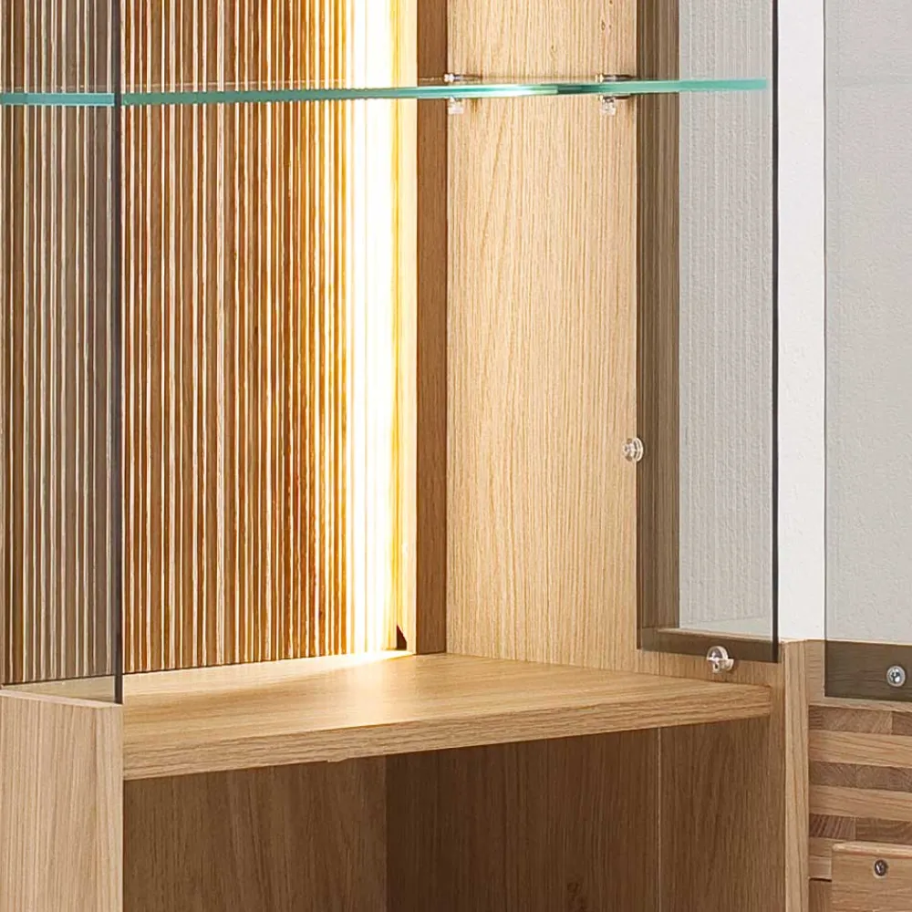 Wohnen Vitrinen<45x149x37 Wandvitrine in Eiche Bianco - Crupean