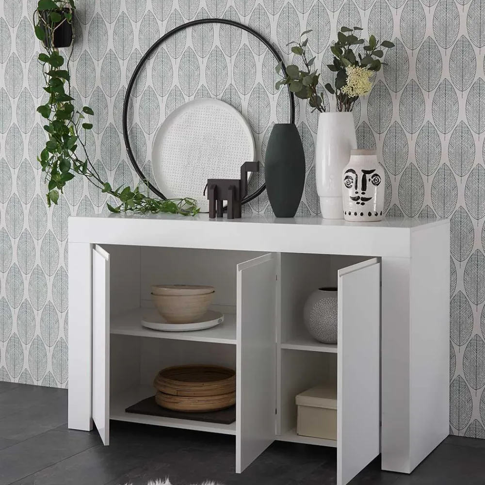 Wohnen Sideboards<138x81x42 Wangengestell Kommode in Weiß - Mikes