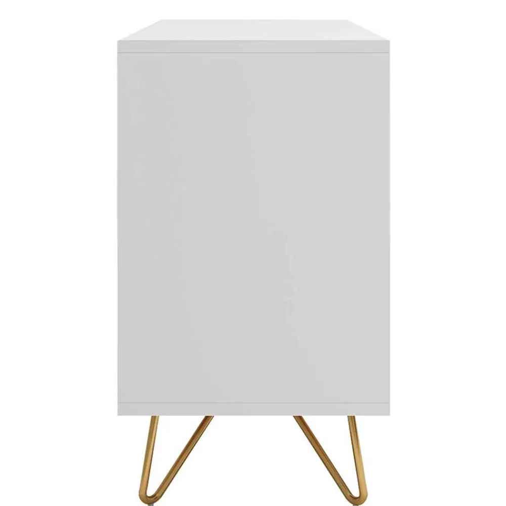 Wohnen Sideboards<120x70x40 Weiße Kommode mit Metallfüßen in Gold - Pestrov