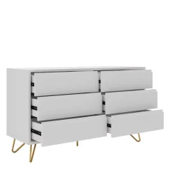 Wohnen Sideboards<120x70x40 Weiße Kommode mit Metallfüßen in Gold - Pestrov