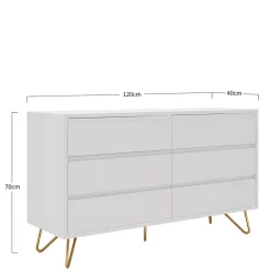 Wohnen Sideboards<120x70x40 Weiße Kommode mit Metallfüßen in Gold - Pestrov