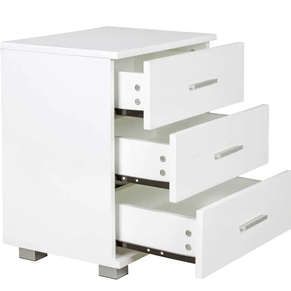 Wohnen Kommoden<45x54x34 Weiße Nachtkommode mit Metallgriffen - Renero