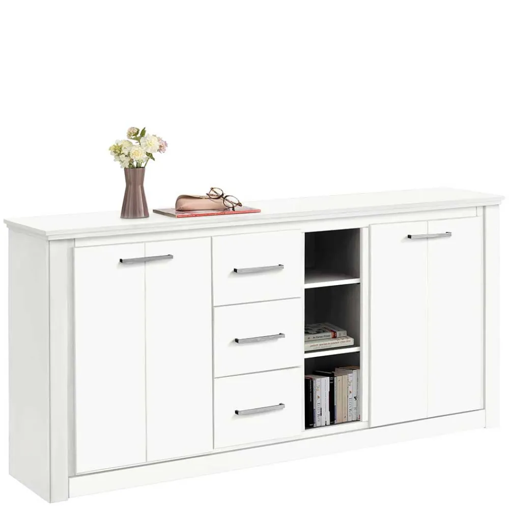 Wohnen Sideboards<170x82x35 Weißes Sideboard auf Sockel - Enzetra