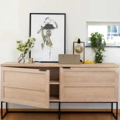 Wohnen Sideboards<160x75x41 White Wash Kommode aus Eiche - Myras I