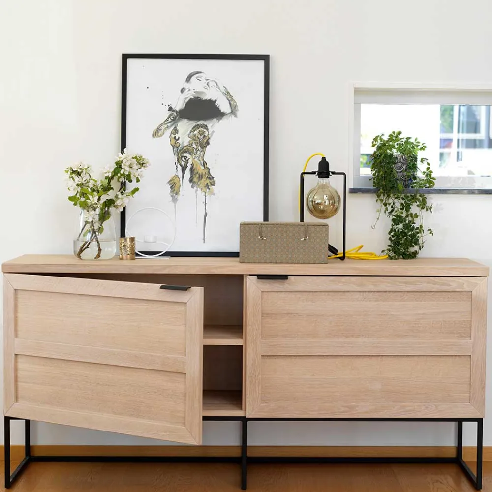 Wohnen Sideboards<160x75x41 White Wash Kommode aus Eiche - Myras I