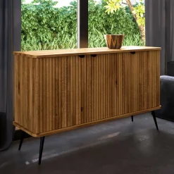 Wohnen Sideboards<144x87x46 Wildeiche Anrichte mit Metallbeinen - Casarius