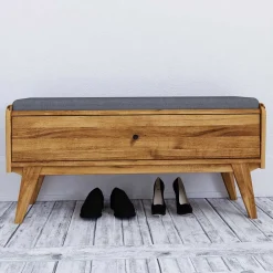Wohnen Sitzbank<112x52x37 Wildeiche Bank mit Klappe - Hardus