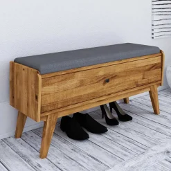 Wohnen Sitzbank<112x52x37 Wildeiche Bank mit Klappe - Hardus