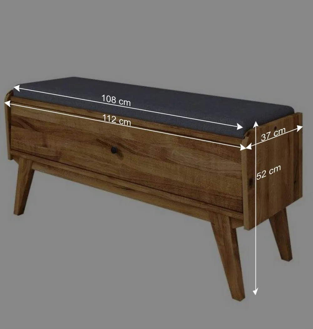 Wohnen Sitzbank<112x52x37 Wildeiche Bank mit Klappe - Hardus