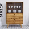 Wohnen Highboards|Vitrinen<100x154x50 Wildeiche Schrank mit zwei Glastüren - Hardus