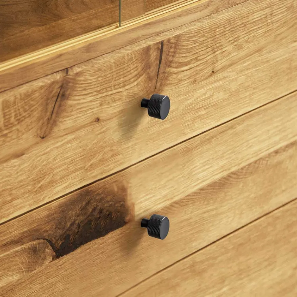Wohnen Highboards|Vitrinen<100x154x50 Wildeiche Schrank mit zwei Glastüren - Hardus