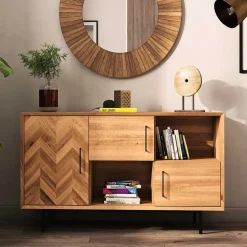 Wohnen Sideboards<144x80x45 Wildeiche Schrank 3-türig & 3 Fächer - Kerfa