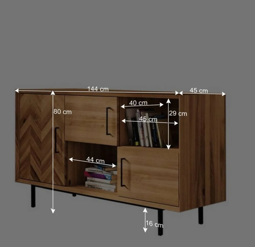 Wohnen Sideboards<144x80x45 Wildeiche Schrank 3-türig & 3 Fächer - Kerfa