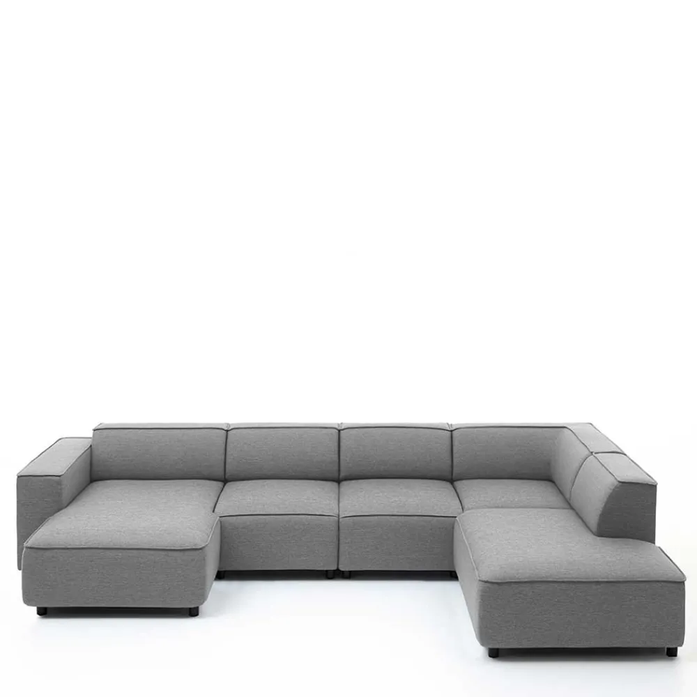 Wohnen Sofas<324x70x195 Wohnlandschaft in Hellgrau - Brianco