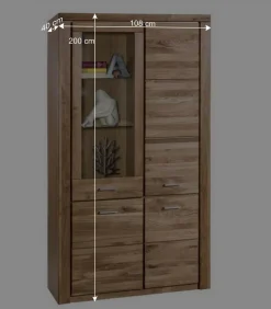 Wohnen Vitrinen<108x200x40 Wohnraum Schrank aus Wildeiche - Maila