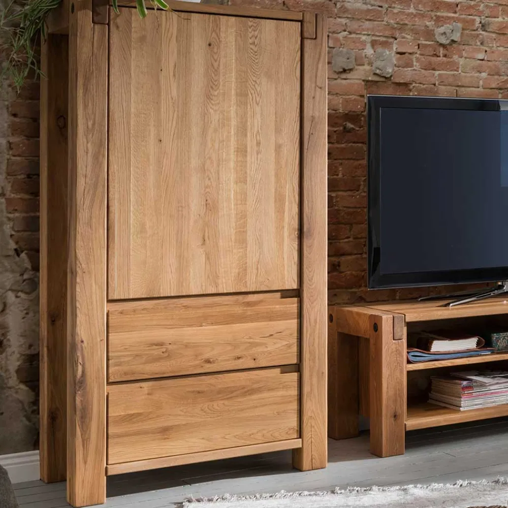 Wohnen Highboards<79x155x45 Wohnzimmer Schrank aus Eiche Massivholz - Tailuv