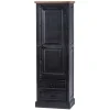 Wohnen Vitrinen<61x180x42 Wohnzimmer Schrank in Schwarz & Teak - Niovan